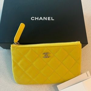 Chanel 0 case yellow zip wallet NWT